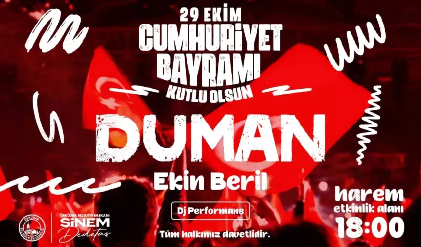 29 Ekim Cumhuriyet Bayramı'nda Ücretsiz Duman ve Ekin Beril Konseri